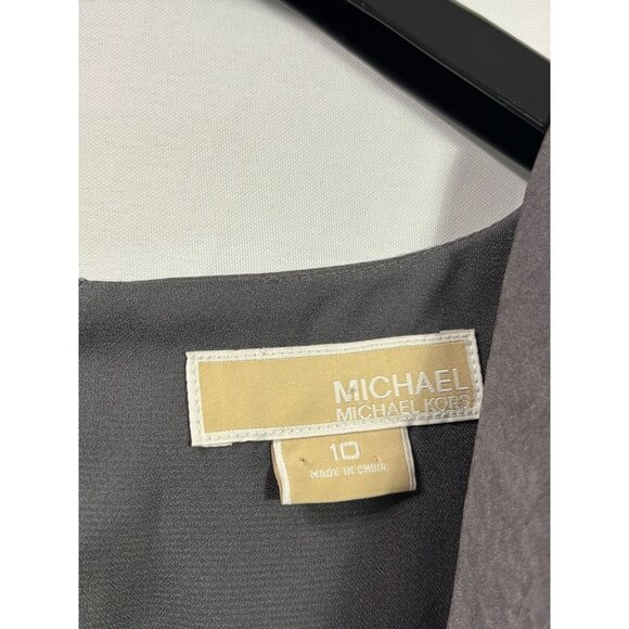 Michael Michael Kors Womens Gray Drapey Cowl Sheath Dress Sleeveless 10 Satin - Picture 7 of 8